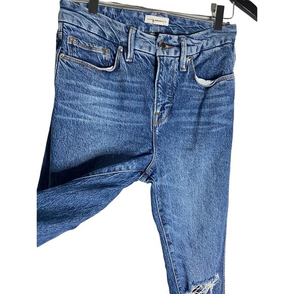 Good American Good Curve Straight Leg Distressed Jeans-sz 26 - Picture 7 of 11